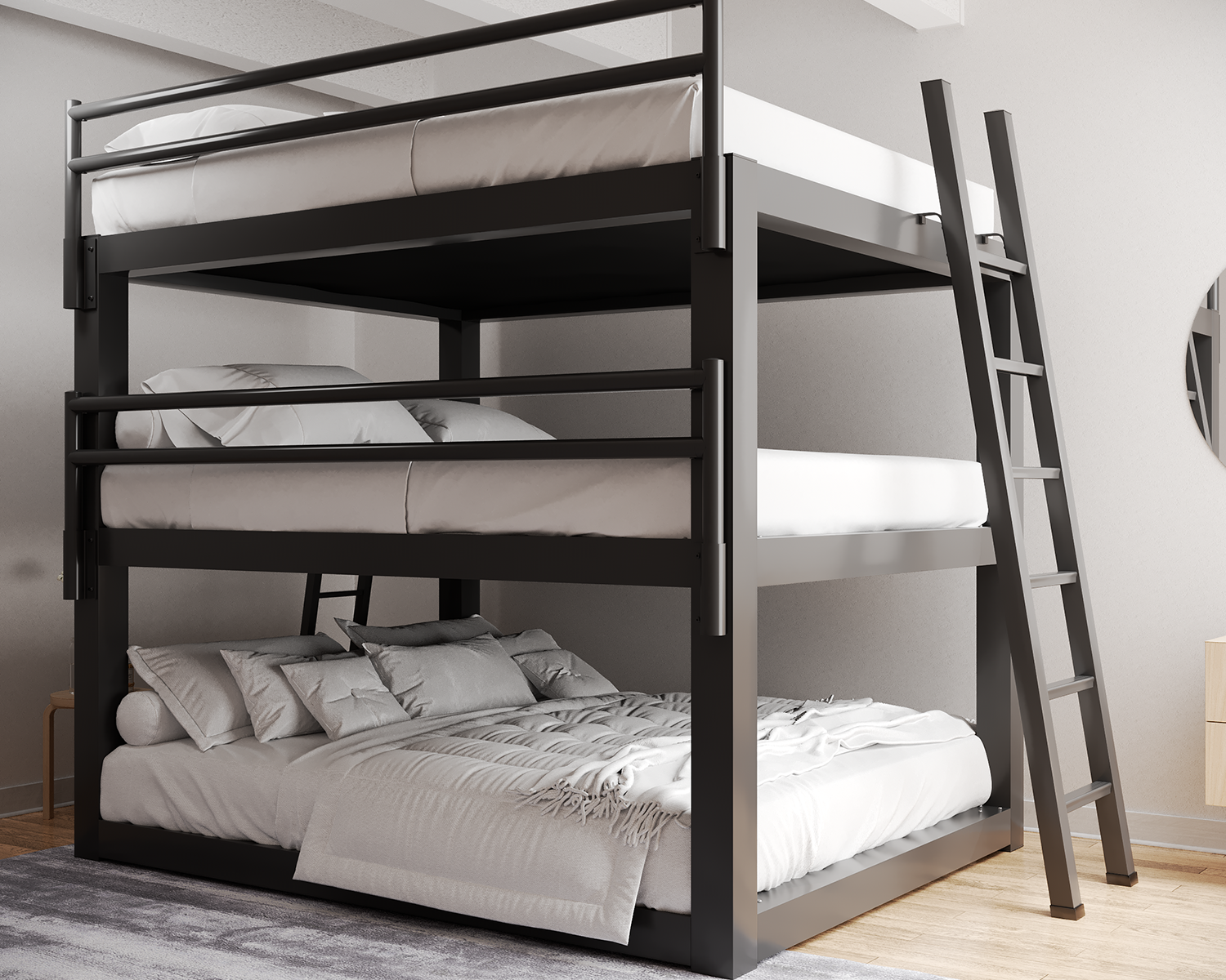 California King Triple Bunk Bed Charcoal