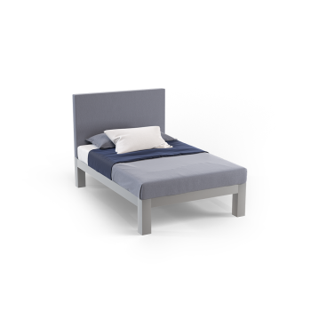 A light gray Full XL size metal Platform Bed