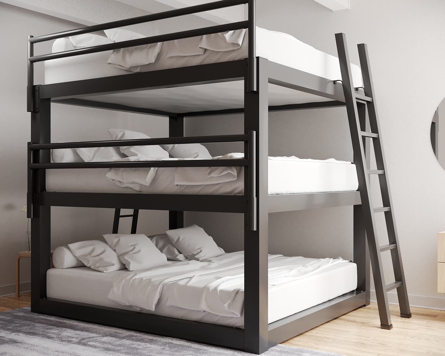 King Triple Bunk Bed Charcoal