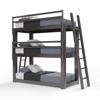 A charcoal twin size Adult Triple Bunk Bed
