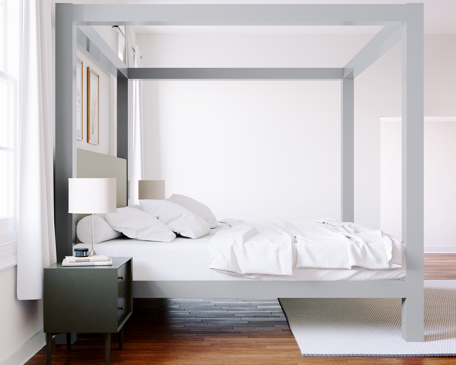 Alberta King Canopy Bed Gray Light Gray