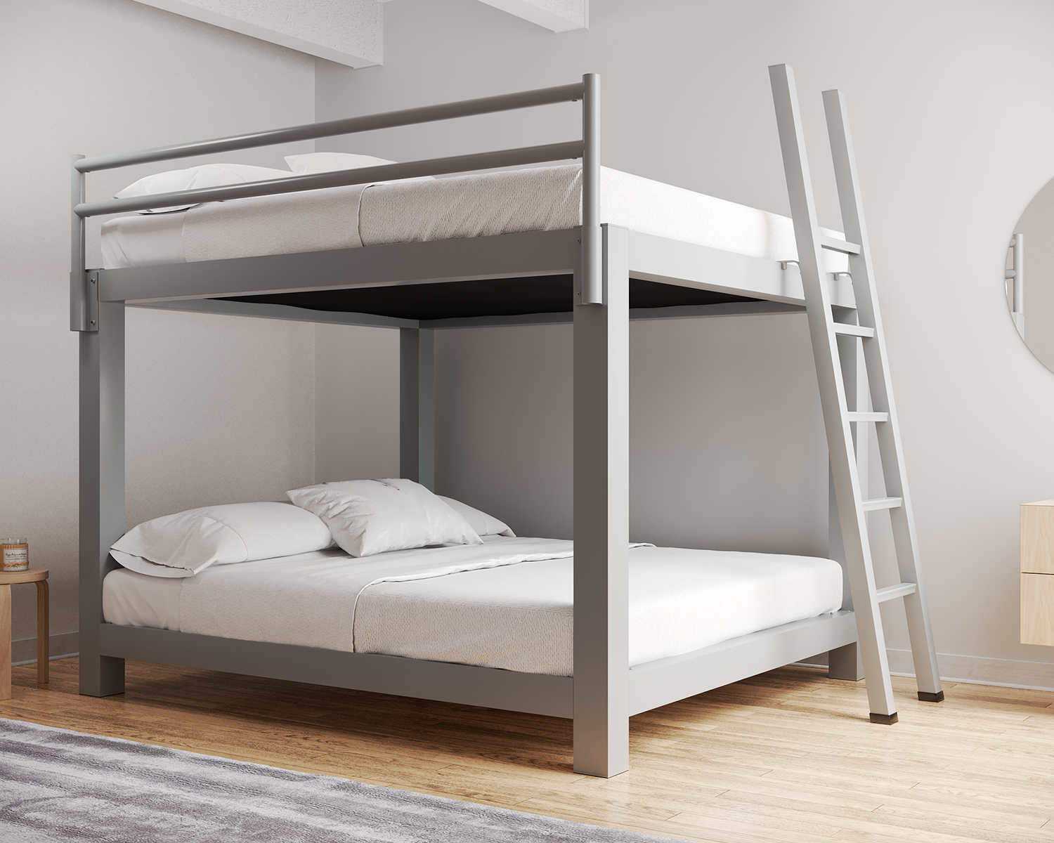 King Bunk Bed Gray Ladder