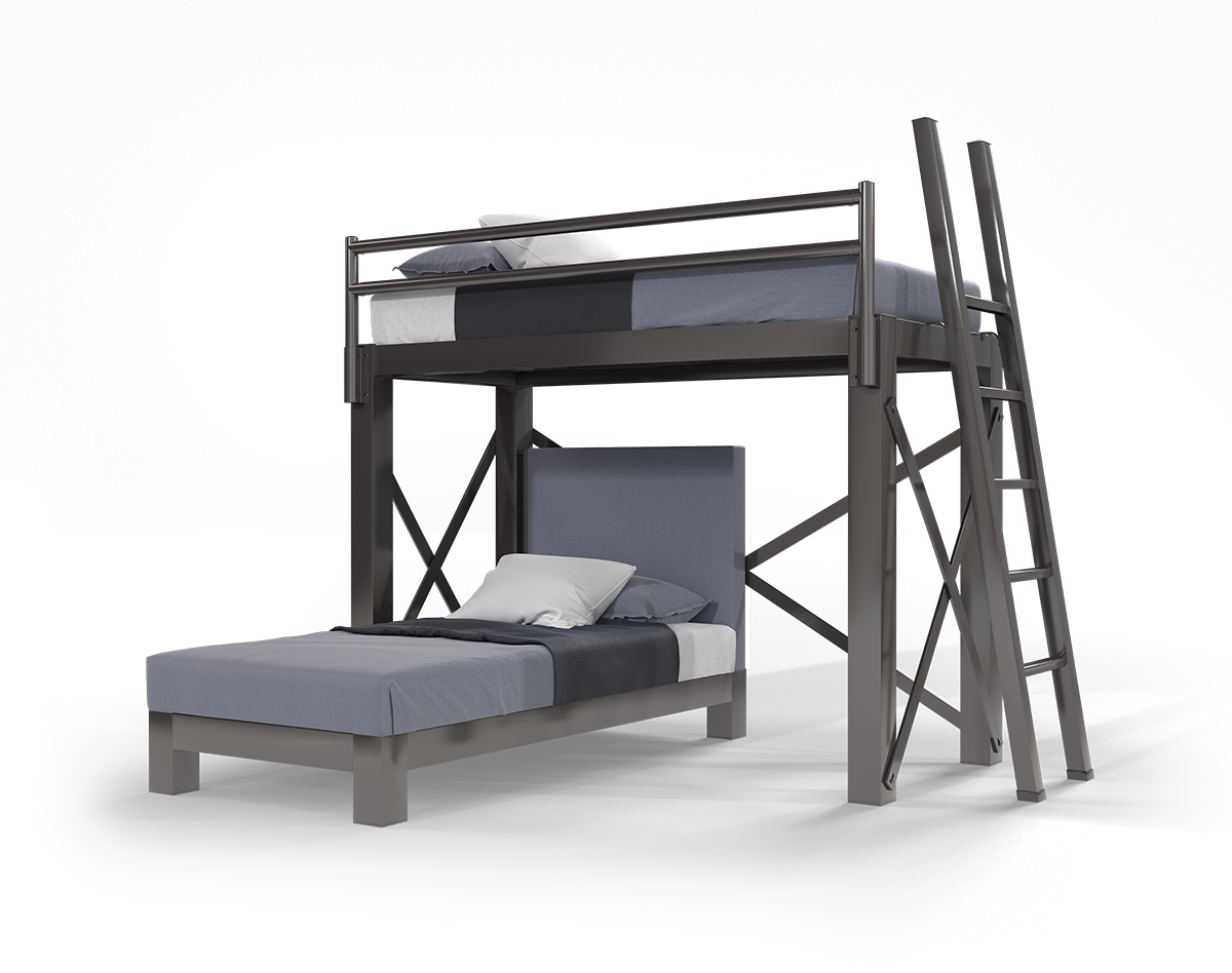 Twin Xl L Shaped Bunk Bed Charcoal Ladder