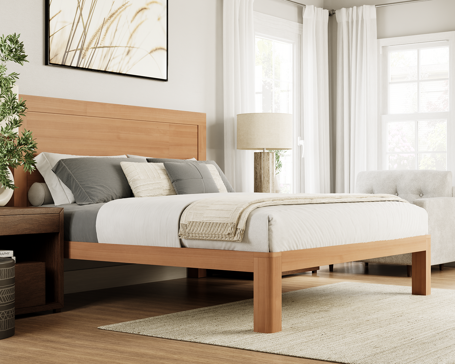 King Wood Platform Bed All Wood