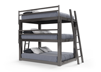 A charcoal queen size Triple Bunk Bed