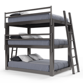 A charcoal queen size Triple Bunk Bed