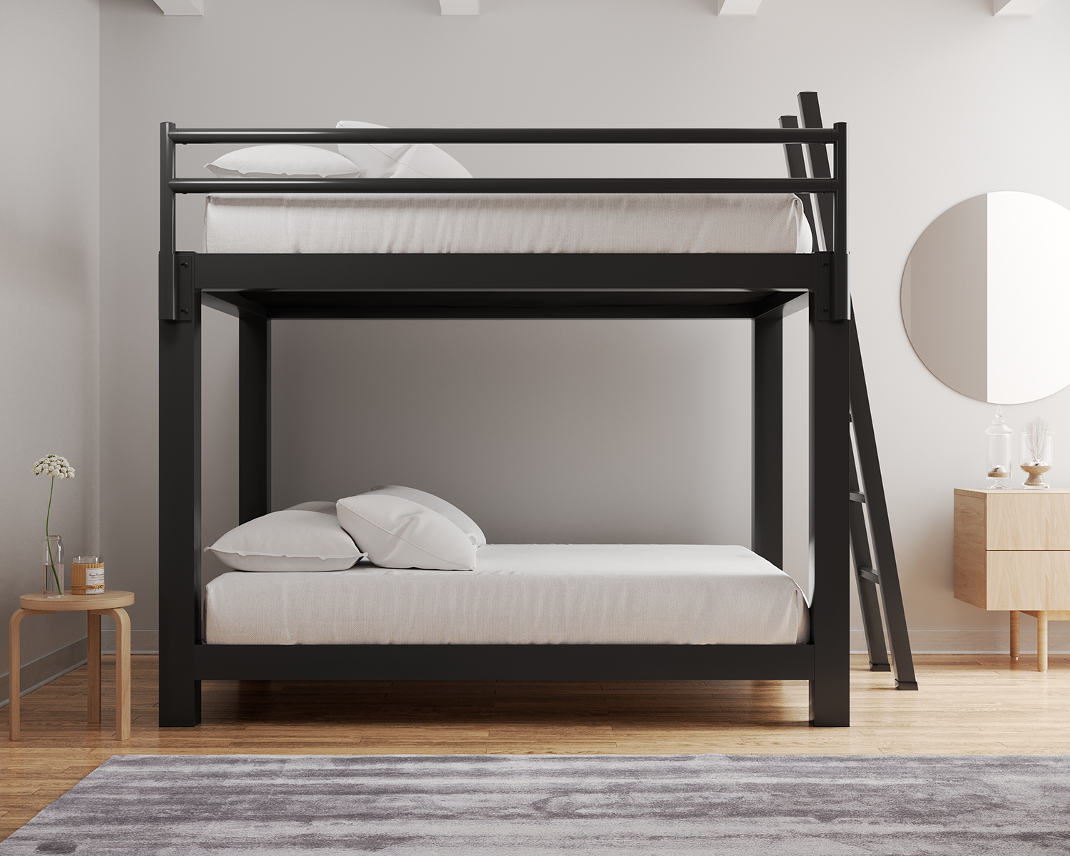 Queen Bunk Bed Charcoal Ladder