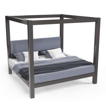 Charcoal Alberta King size metal four-poster Canopy Bed