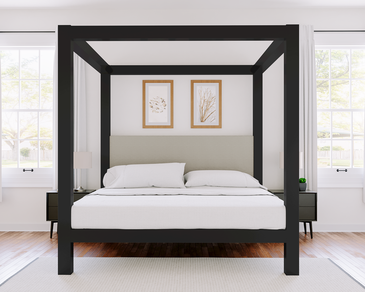 Wyoming King Canopy Bed Black Light Gray