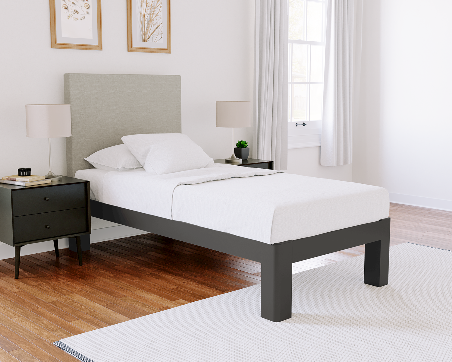 Twin Xl Platform Bed Charcoal Light Gray