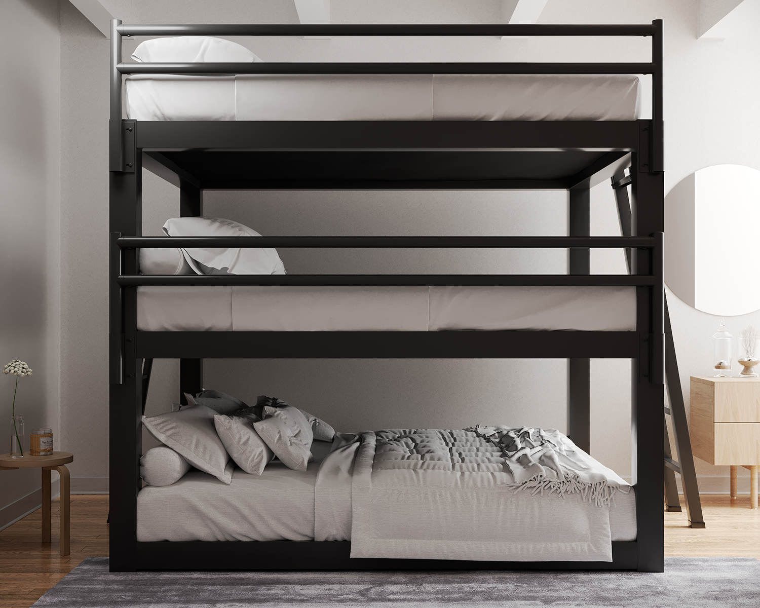 California King Triple Bunk Bed Charcoal