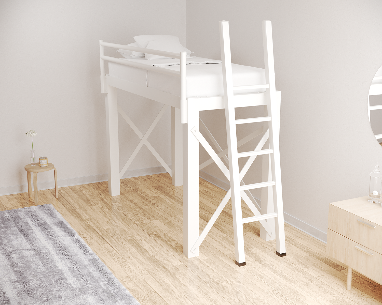 Twin Xl Loft Bed White Ladder