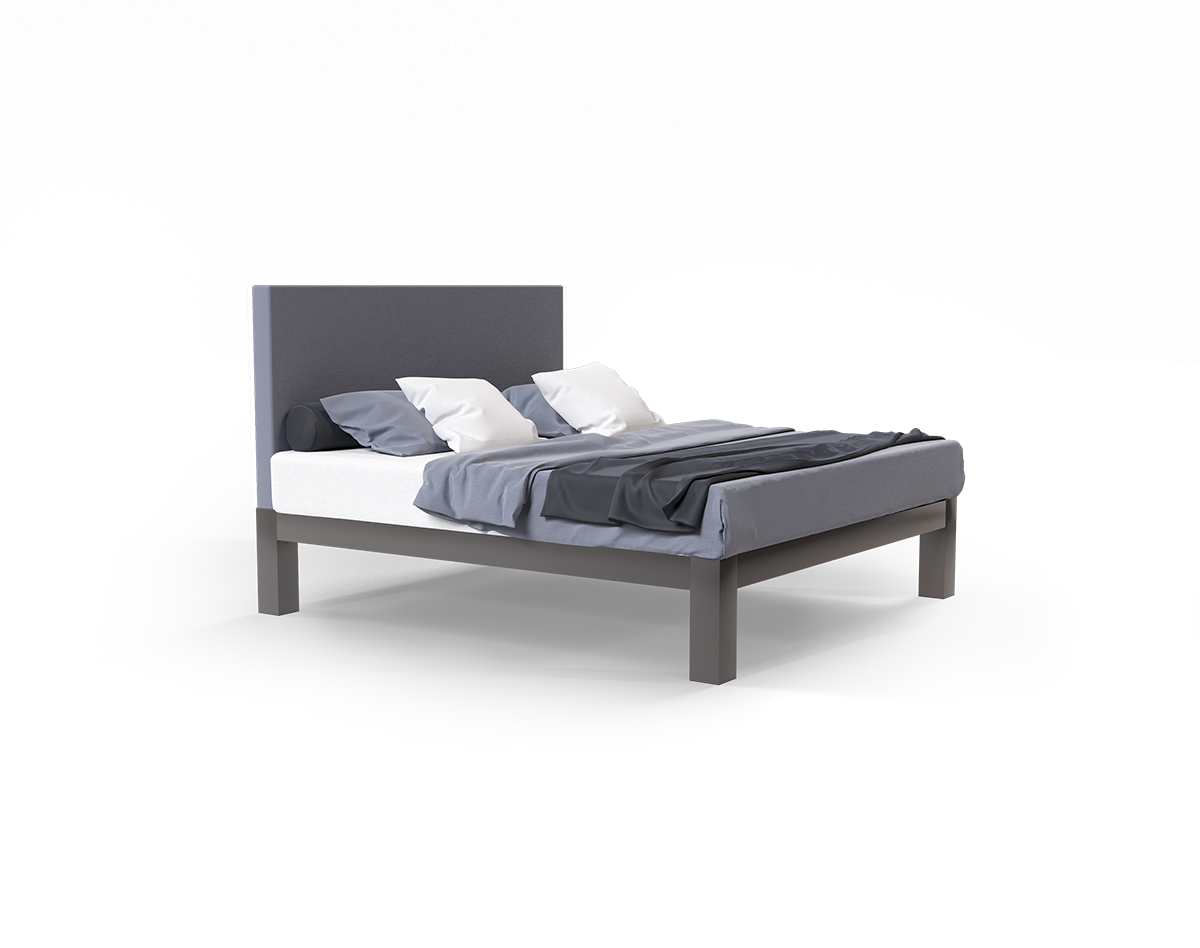 A charcoal king size platform Standard Bed