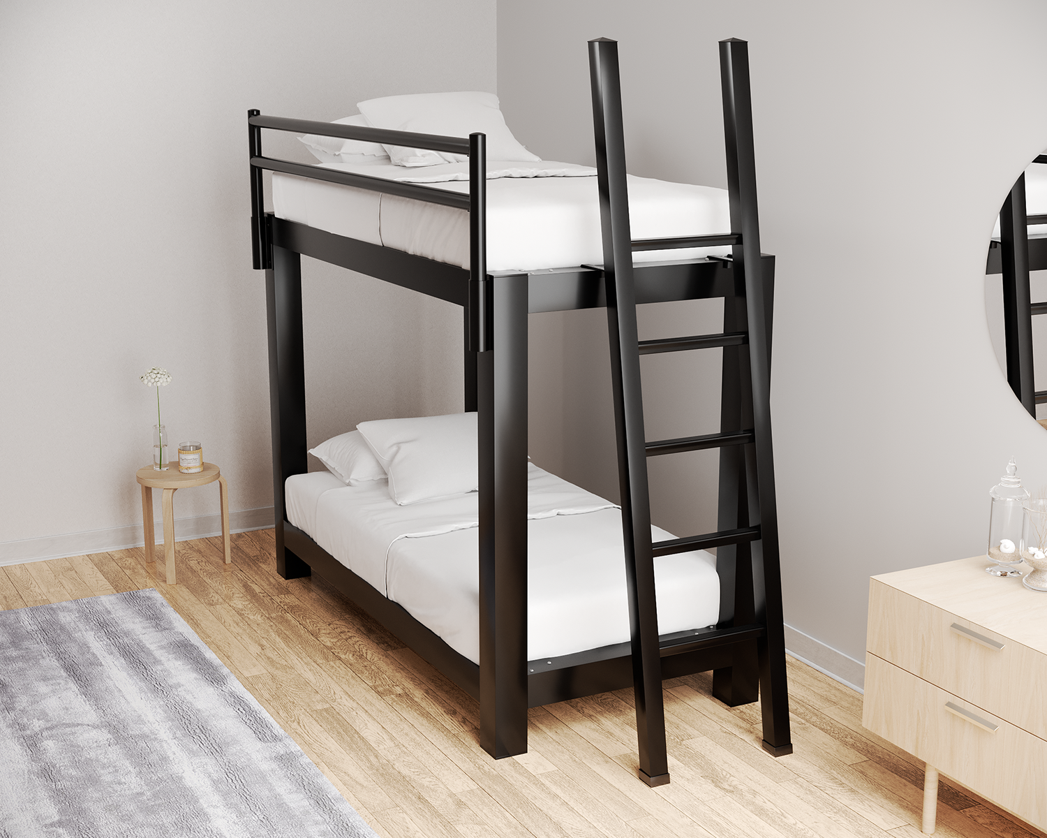 Twin Bunk Bed Black Ladder