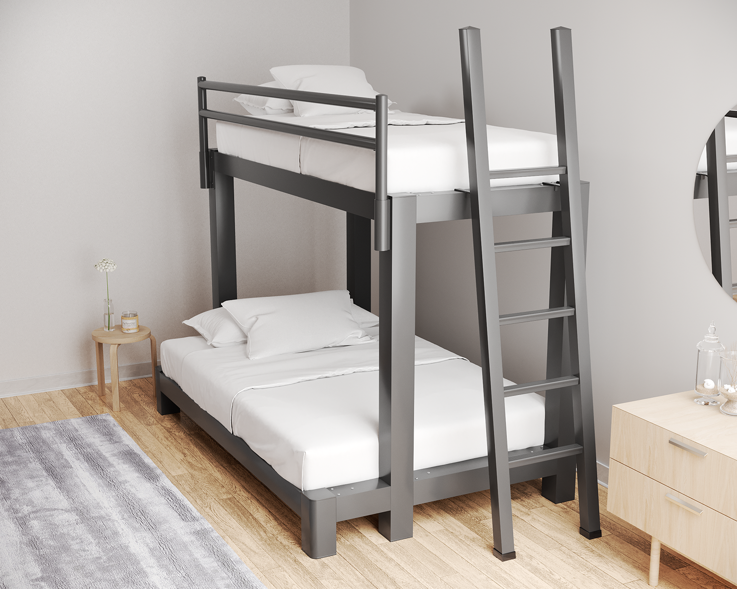 Twin Xl Over Full Xl Bunk Bed Charcoal Ladder