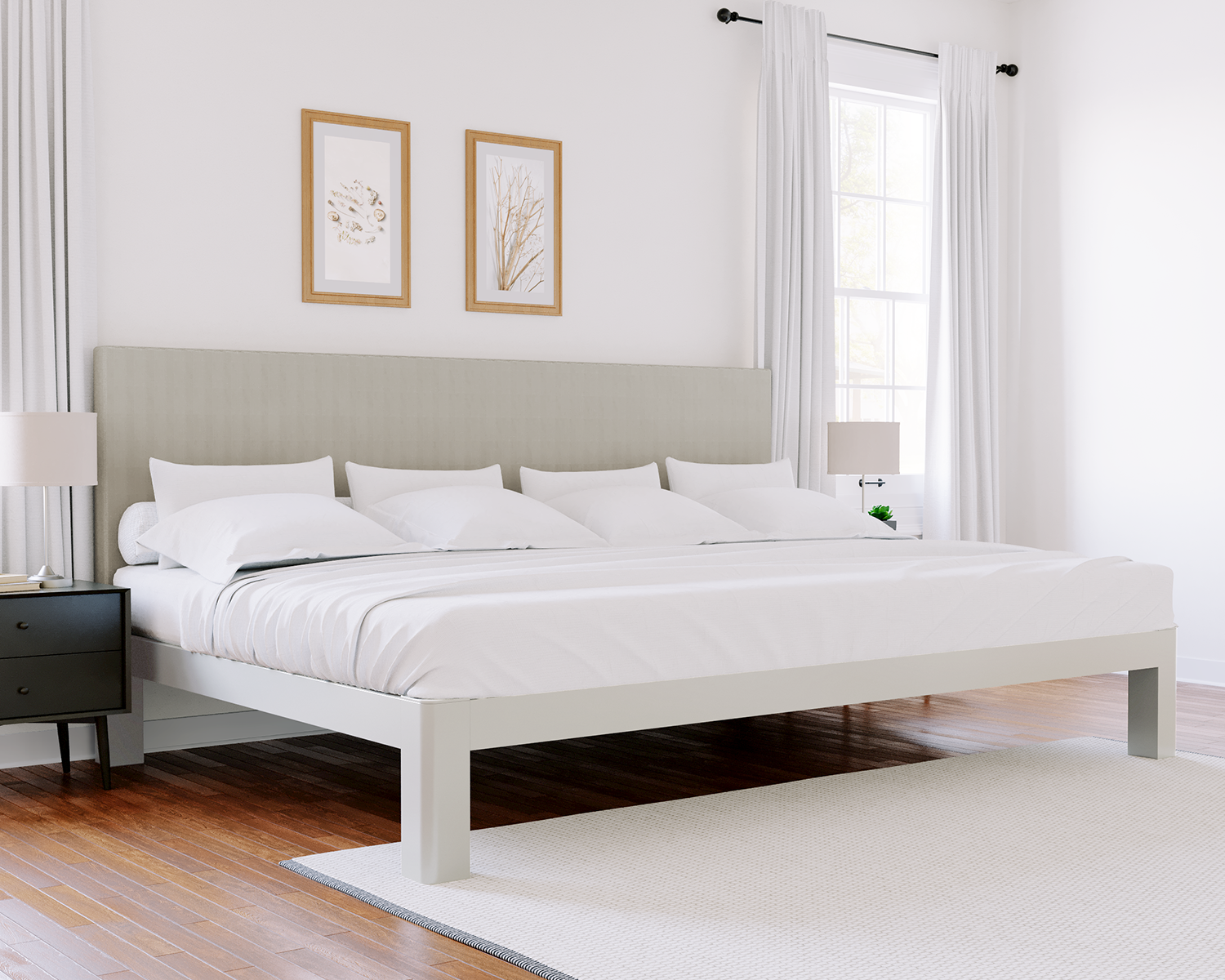 Florida King Platform Bed White Light Gray