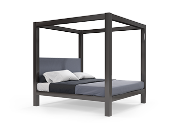 A charcoal Wyoming King size metal canopy bed
