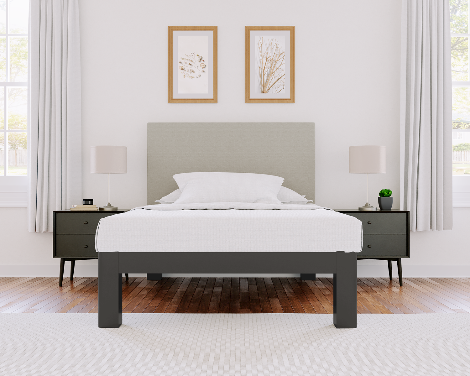 Full Platform Bed Charcoal Light Gray