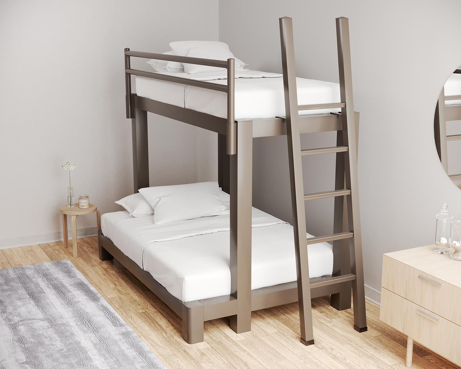 Twin Over Full Bunk Bed Bronze Ladder