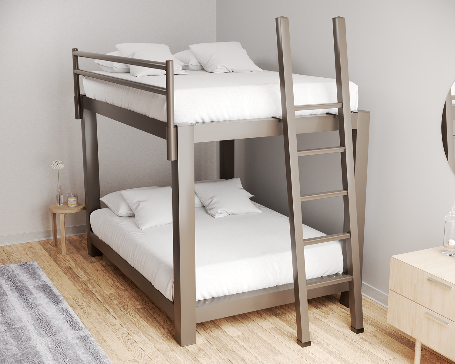 Queen Bunk Bed Bronze Ladder