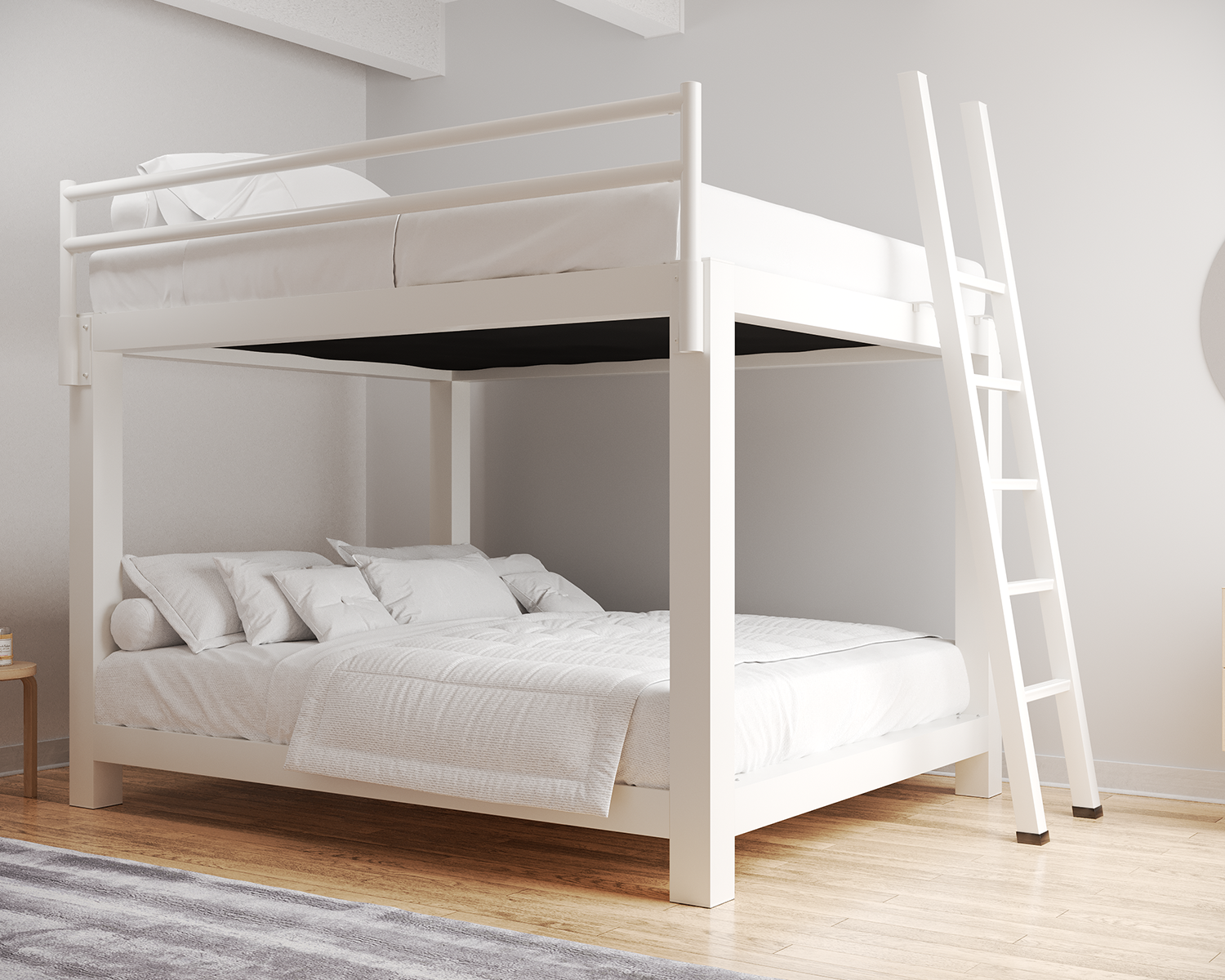 California King Bunk Bed White Ladder