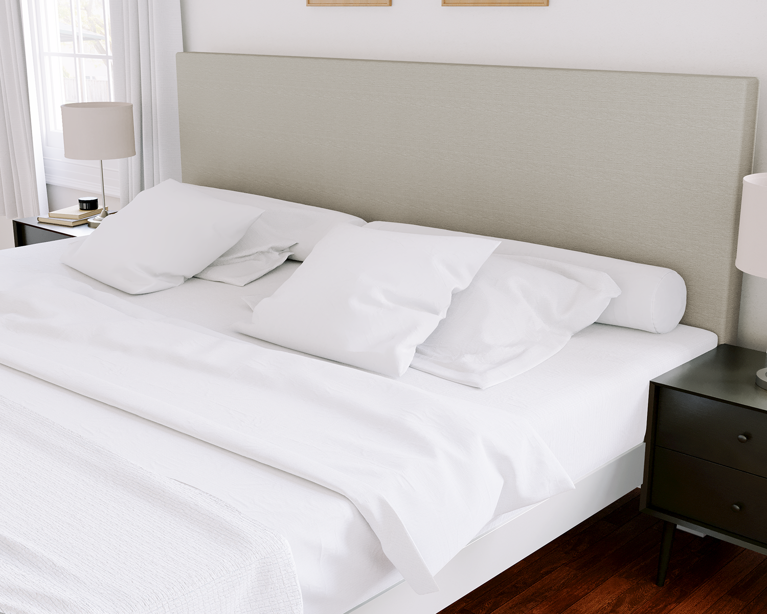 Alberta King Platform Bed White Light Gray