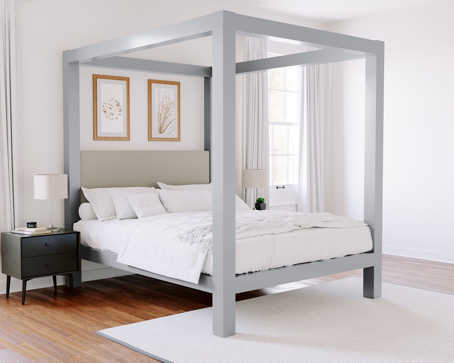 California King Canopy Bed Gray Light Gray