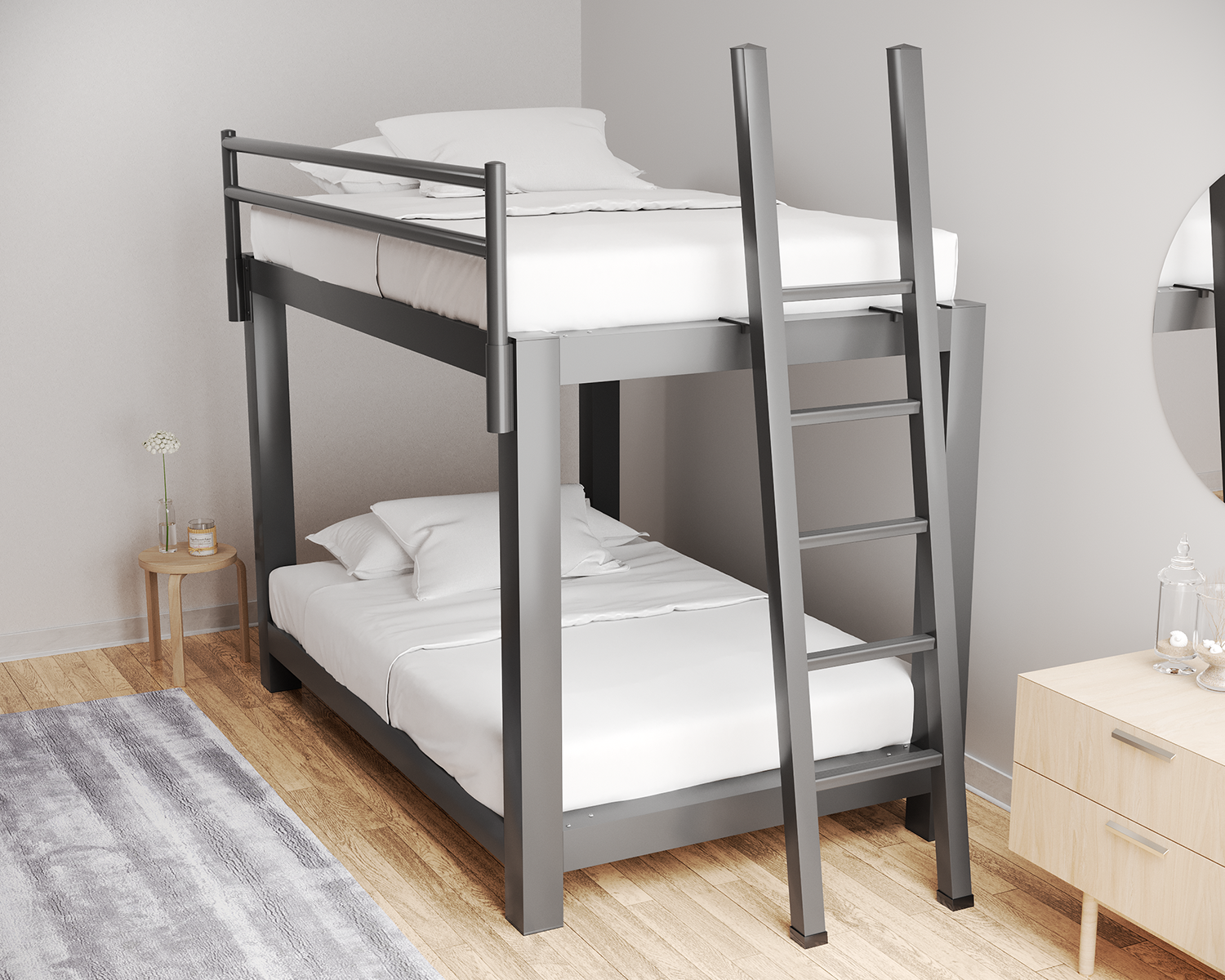 Full Xl Bunk Bed Charcoal Ladder