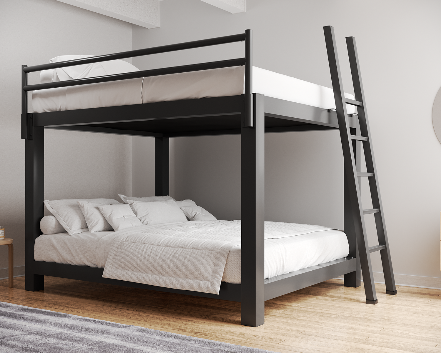 California King Bunk Bed Charcoal Ladder