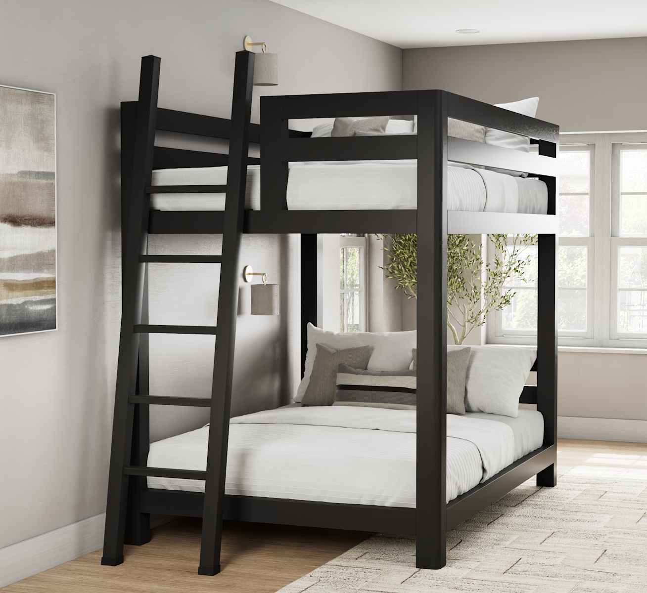 Queen Signature Bunk Bed Charcoal Railsmatch Ladder
