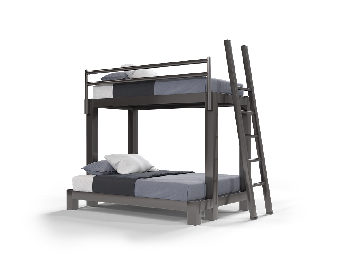 A charcoal twin over full size Adult Bunk Bed