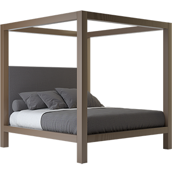 A light bronze king size metal canopy bed