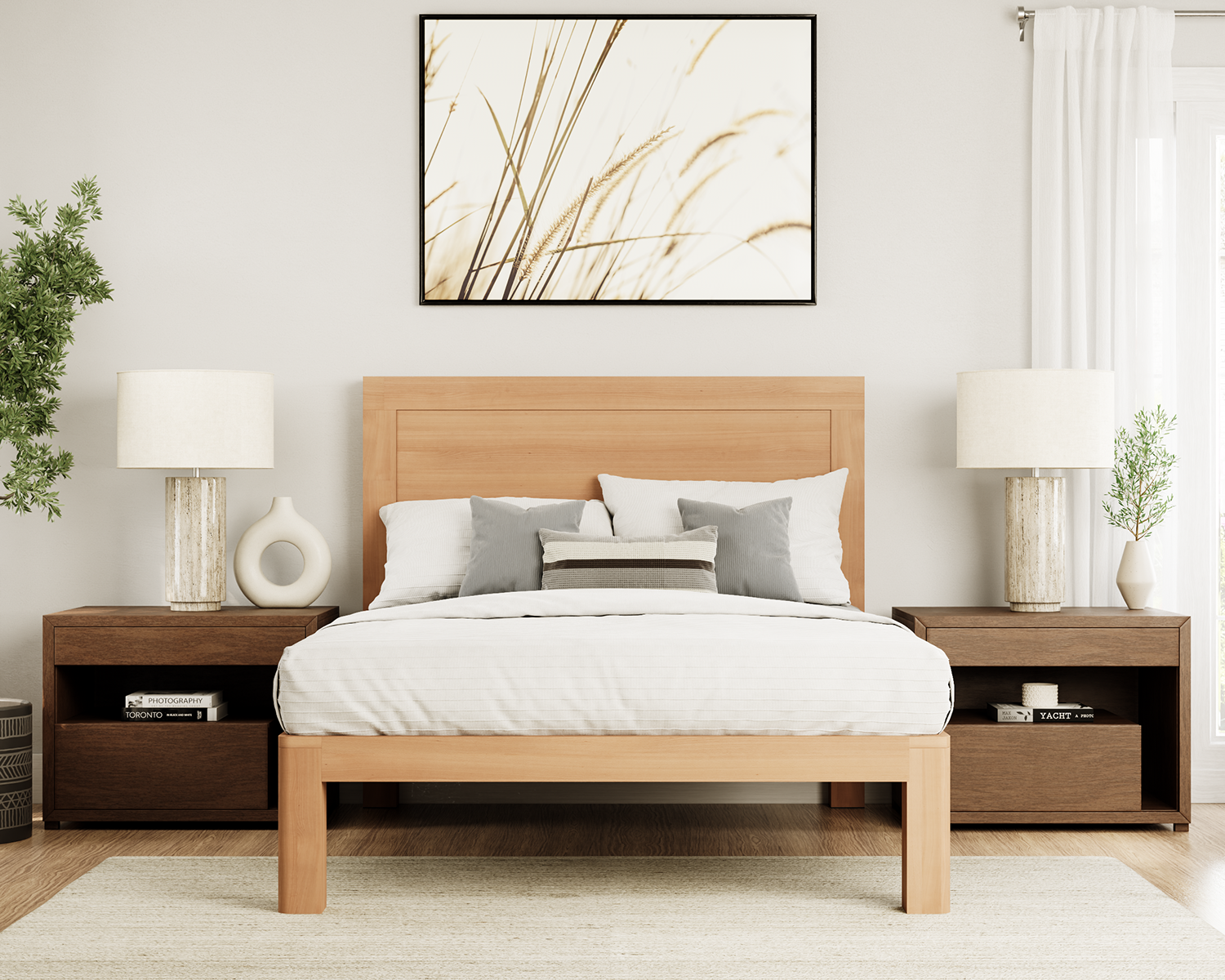Queen Wood Platform Bed All Wood