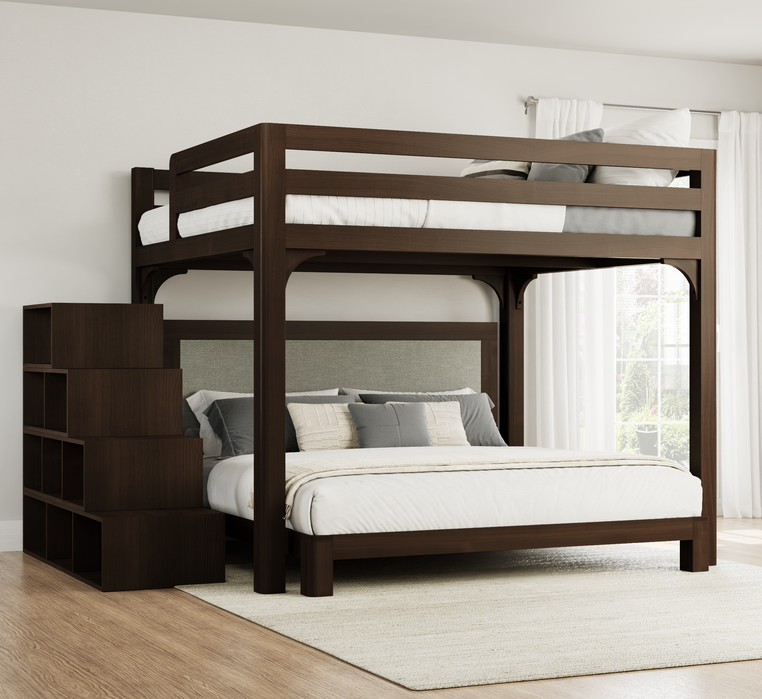 king-wood-l-shaped-bunk-bed-espresso-light-gray-wood-staircase-primary