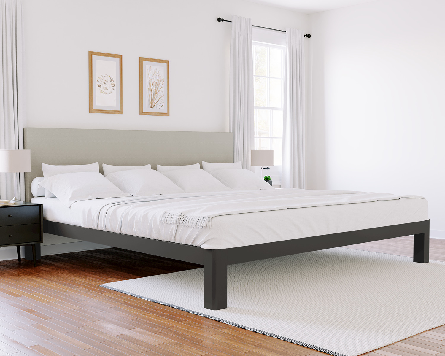 Alaskan King Platform Bed Charcoal Light Gray