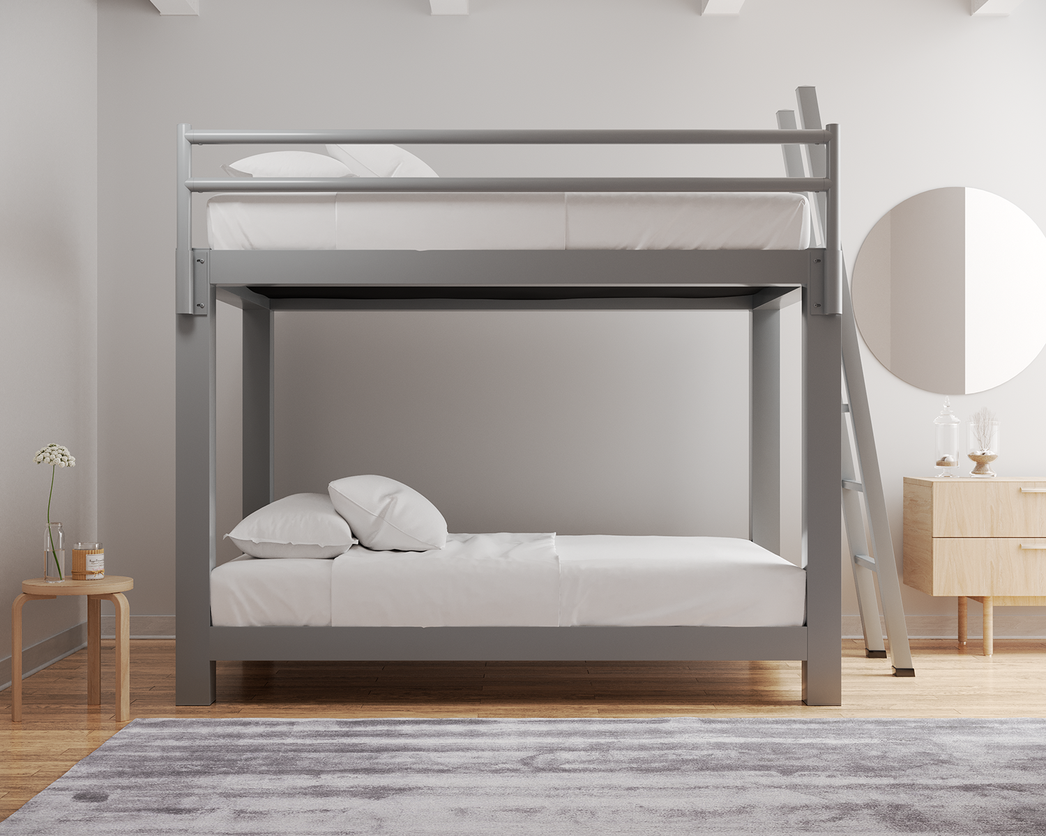 Full Xl Bunk Bed Gray Ladder