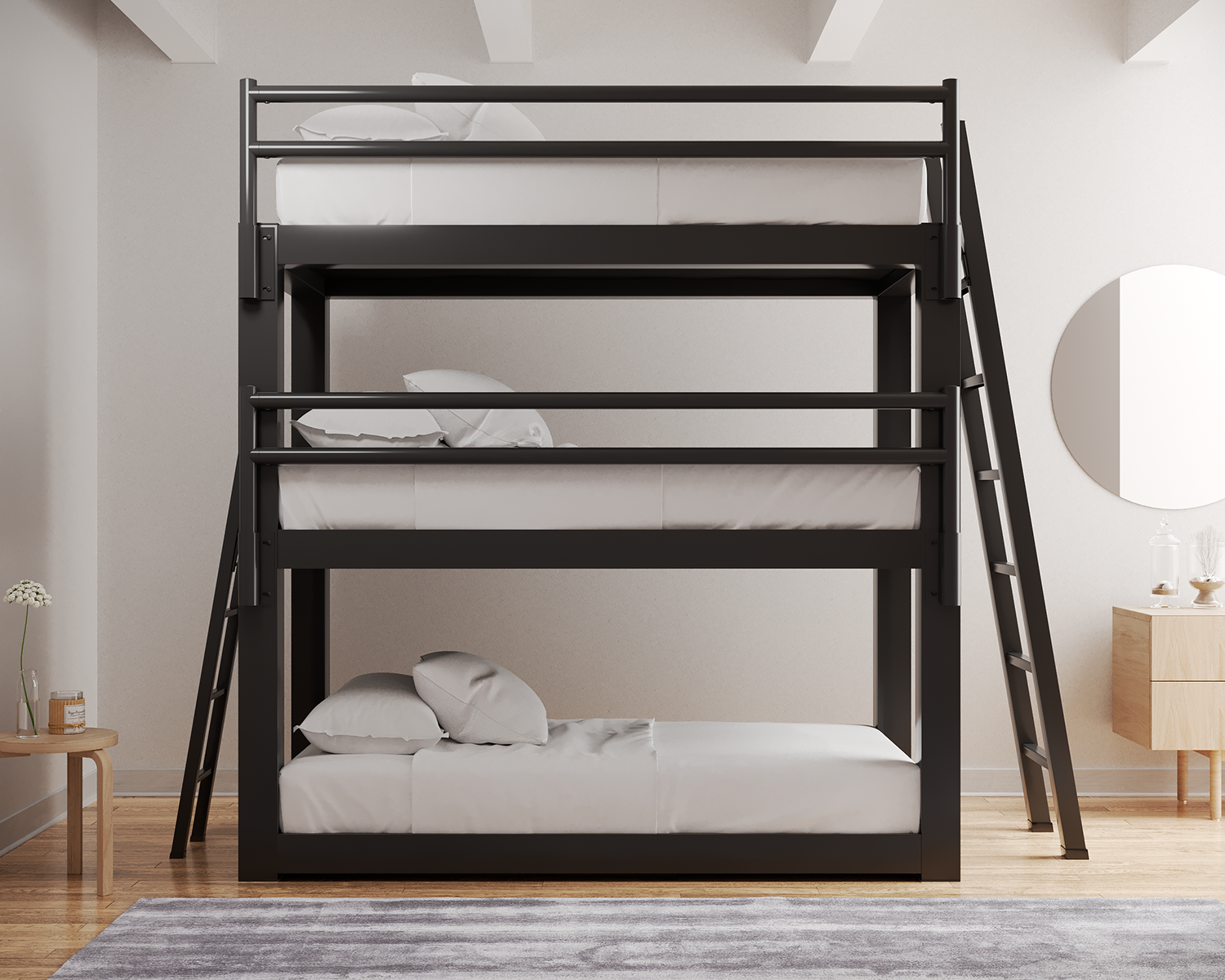 Twin Triple Bunk Bed Charcoal