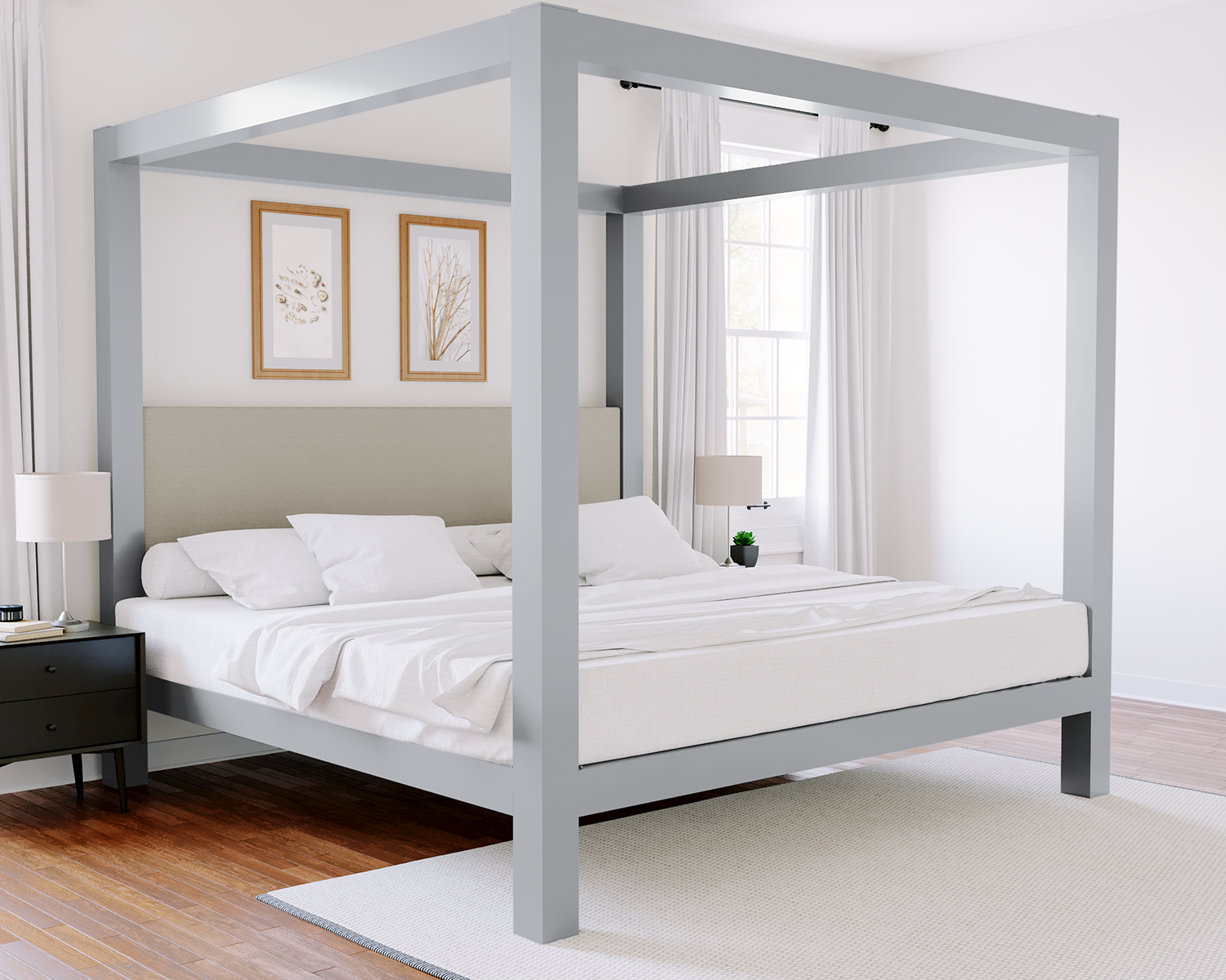 Alberta King Canopy Bed Gray Light Gray