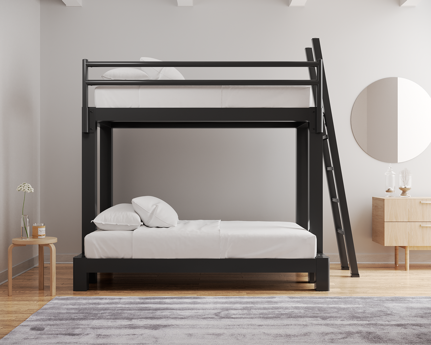 Twin Over Full Bunk Bed Charcoal Ladder