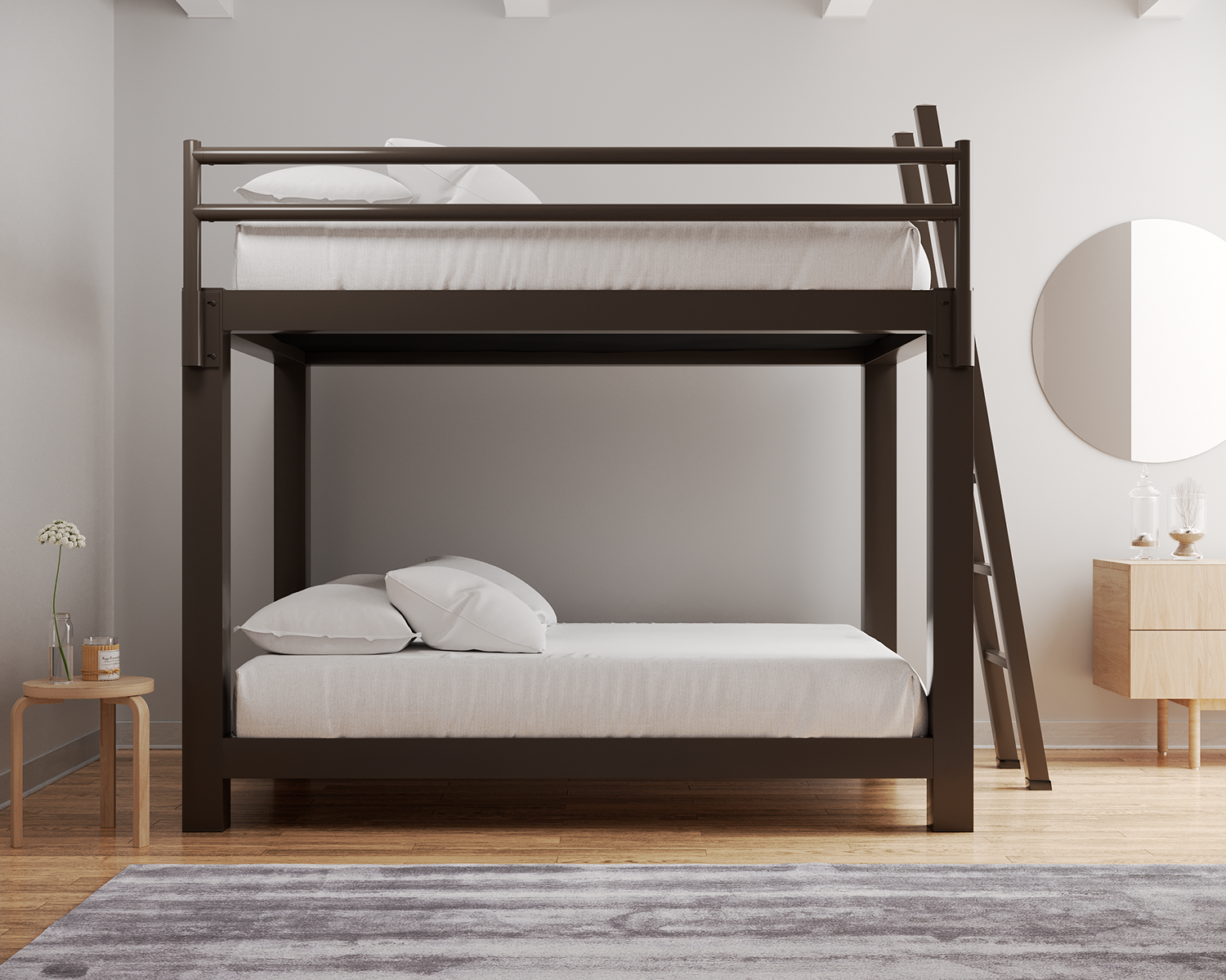 Queen Bunk Bed Bronze Ladder