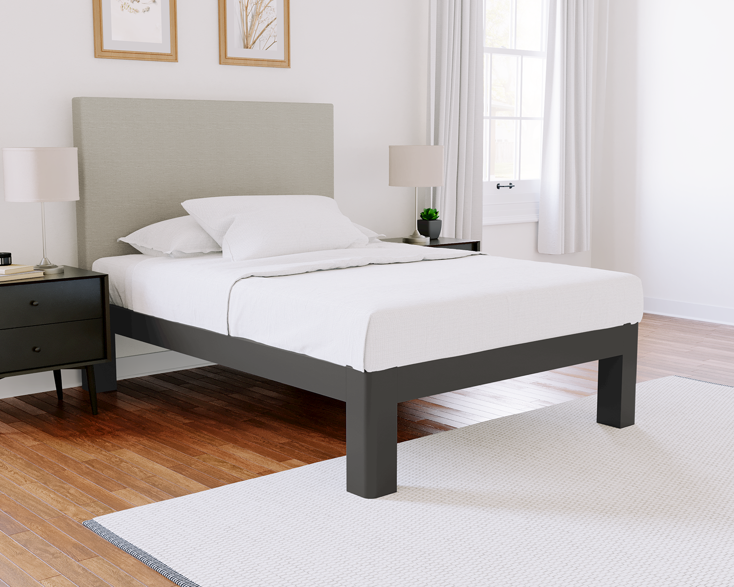 Full Platform Bed Charcoal Light Gray