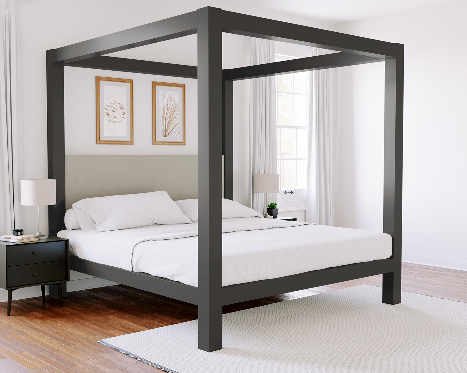 Wyoming King Canopy Bed Charcoal Light Gray