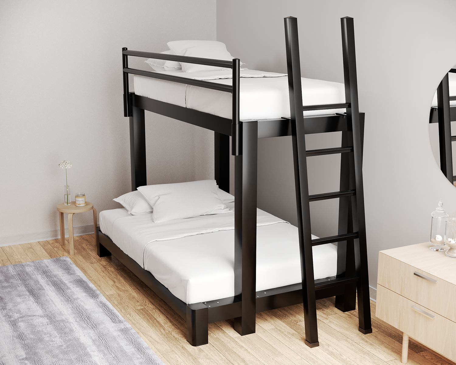 Twin Xl Over Full Xl Bunk Bed Black Ladder
