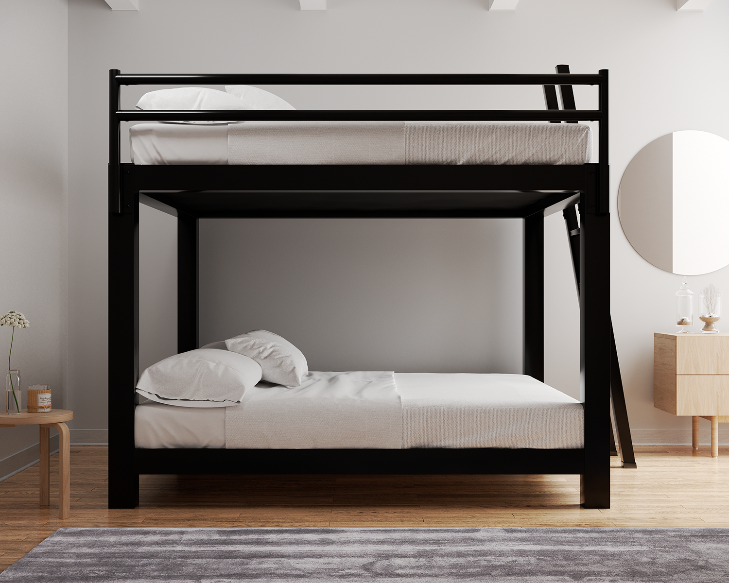 King Bunk Bed Black Ladder