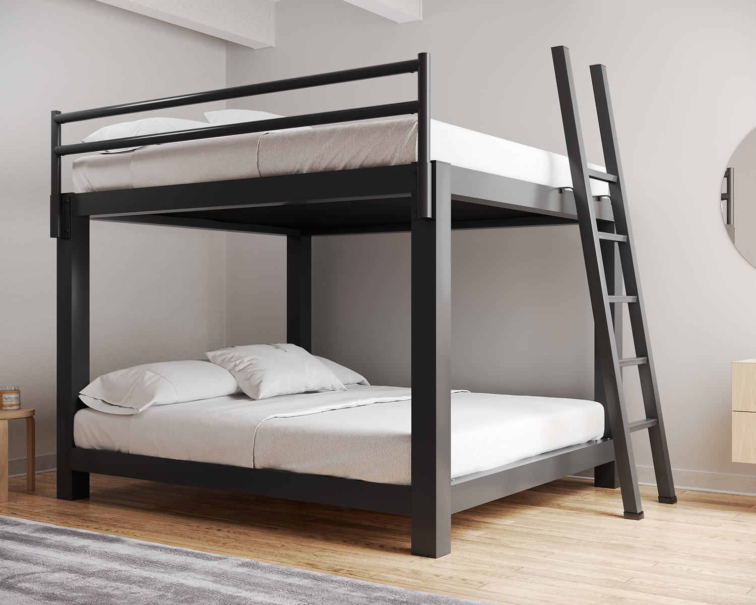 King Bunk Bed Charcoal Ladder