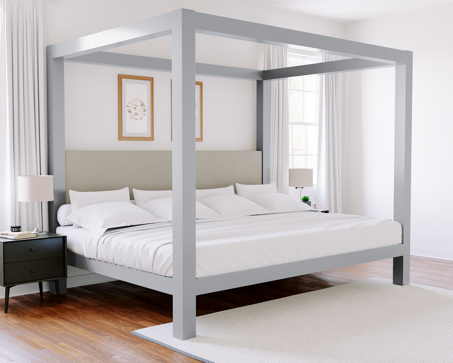 Florida King Canopy Bed Gray Light Gray