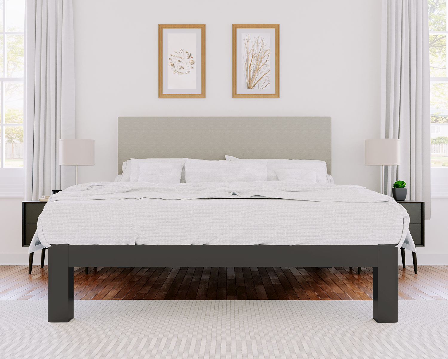 California King Platform Bed Charcoal Light Gray