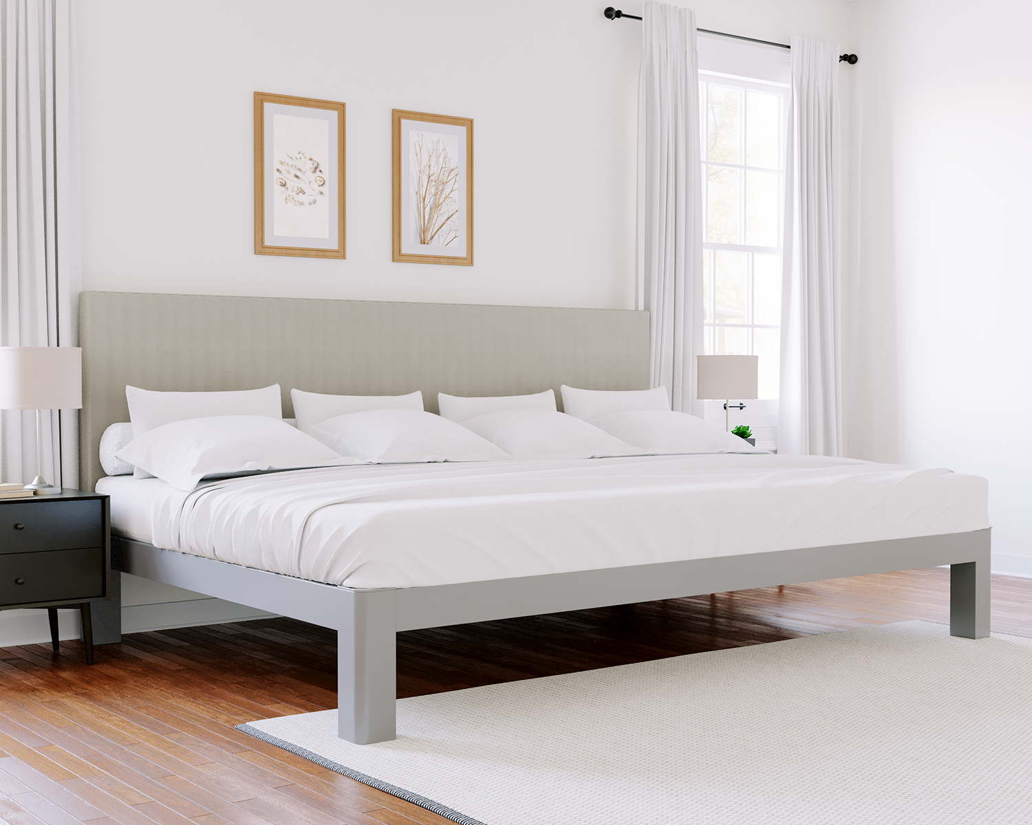 Florida King Platform Bed Gray Light Gray