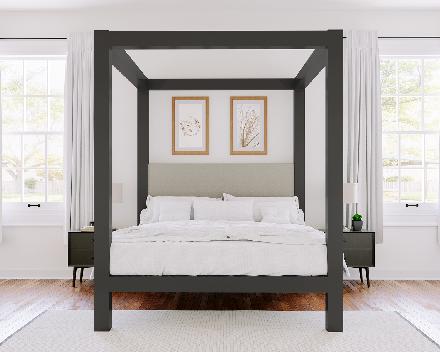 California King Canopy Bed Charcoal Light Gray