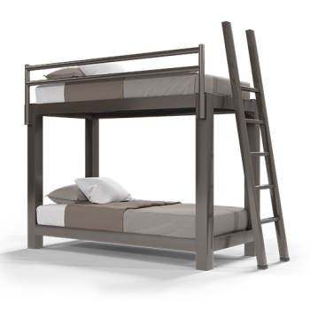 A light bronze Twin XL Over Twin XL Adult Bunk Bed